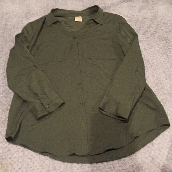 Army Green long sleeve blouse - Picture 1 of 4